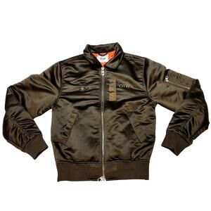 Vans Off the Wall OTW Bomber Jacket Mens XS Satin Brown Full Zipper